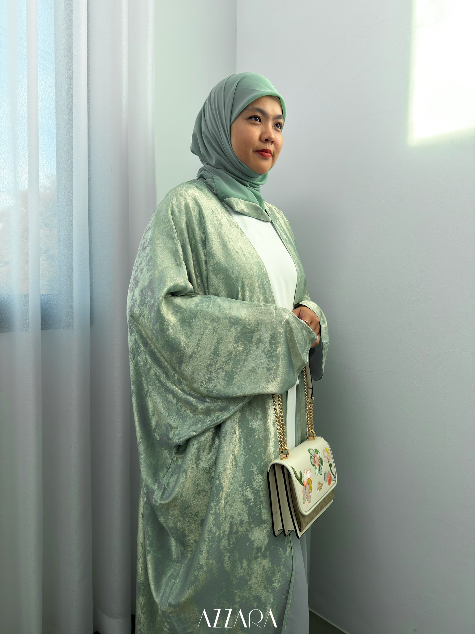 ♡aayyaa♡ N040) Ophelia Velvet in Turquoise Green – Azzara