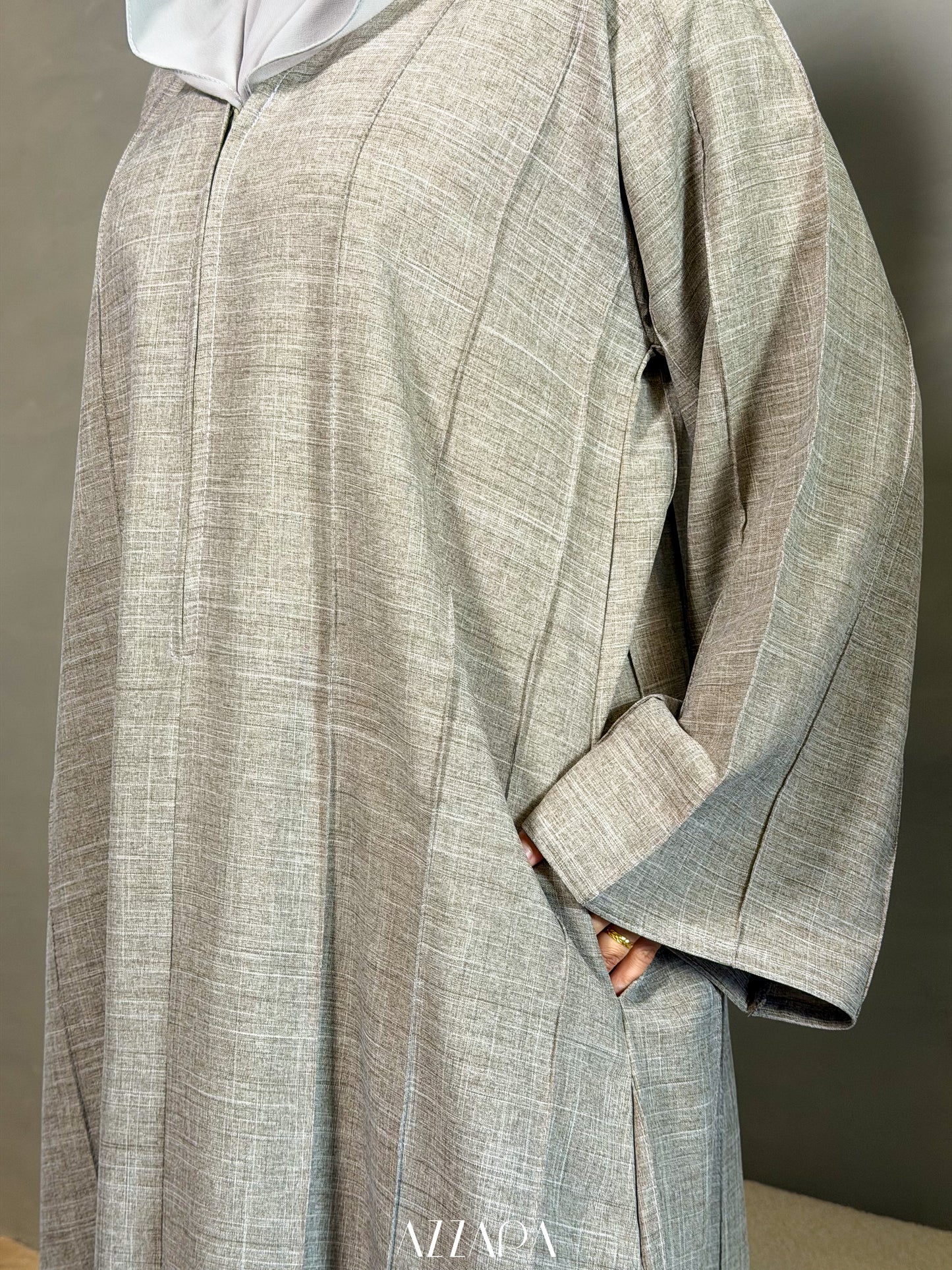 (L039) - Linen Muses in Natural Color (Relaxed fit with Zipper)