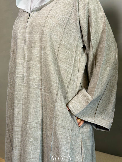 (L039) - Linen Muses in Natural Color (Relaxed fit with Zipper)