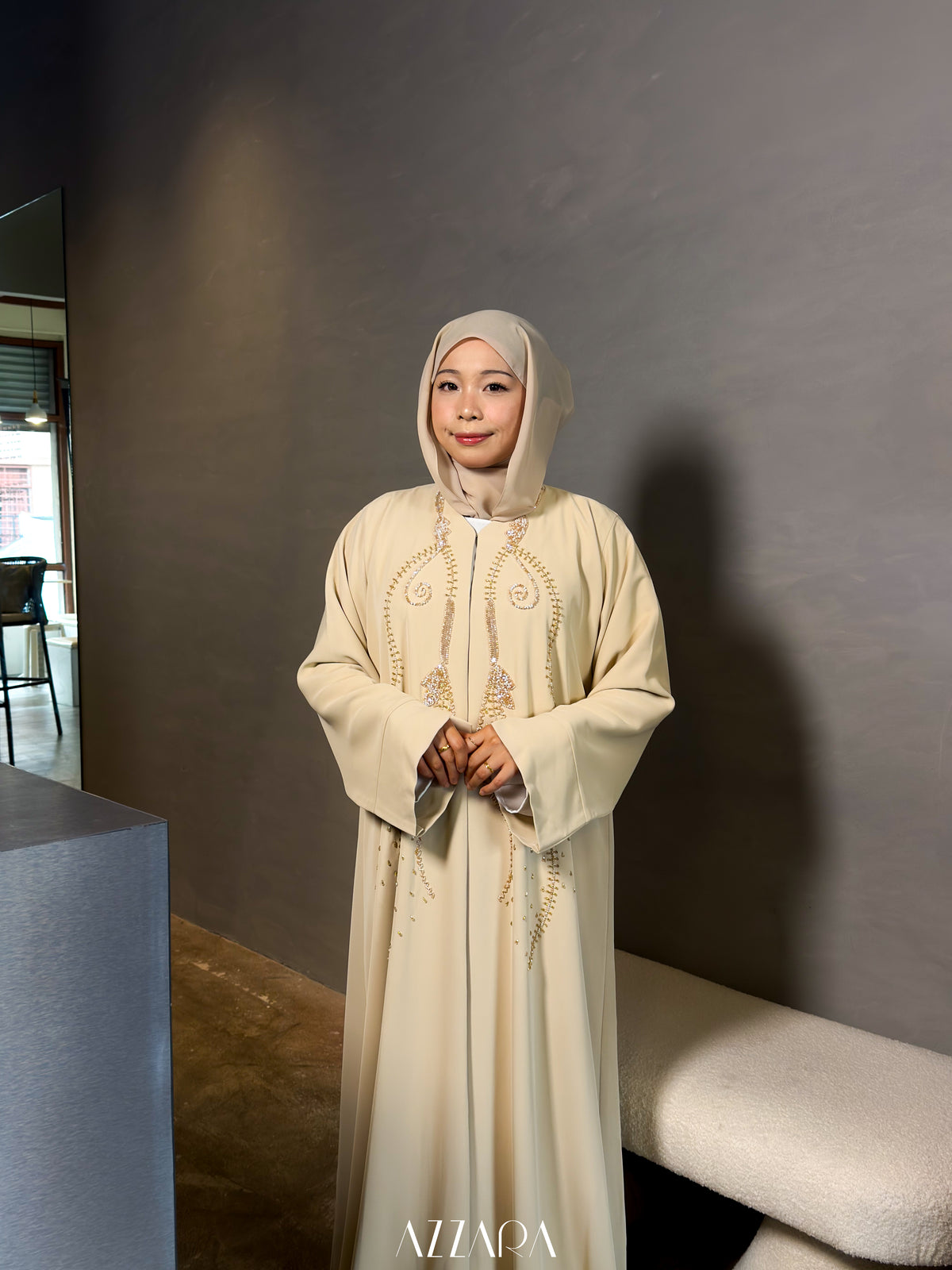 (P005) - Abaya Luxé Custom Made (Cream)