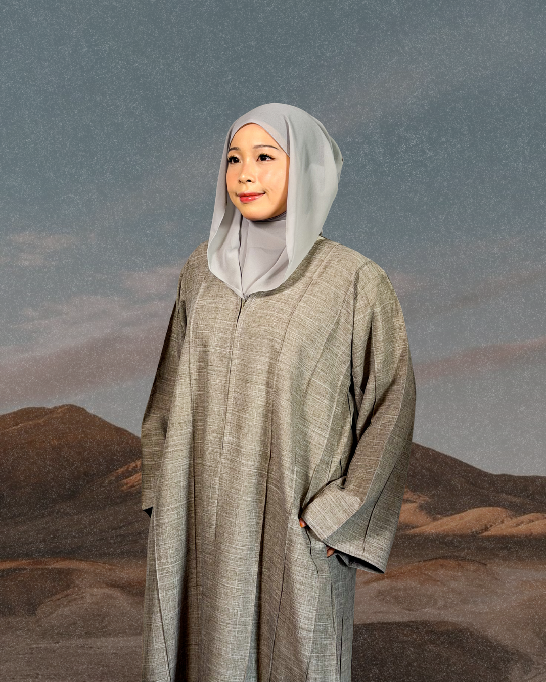 (L039) - Linen Muses in Natural Color (Relaxed fit with Zipper)