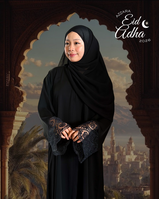 (L019) - Mardin Swarovski Lace in Black
