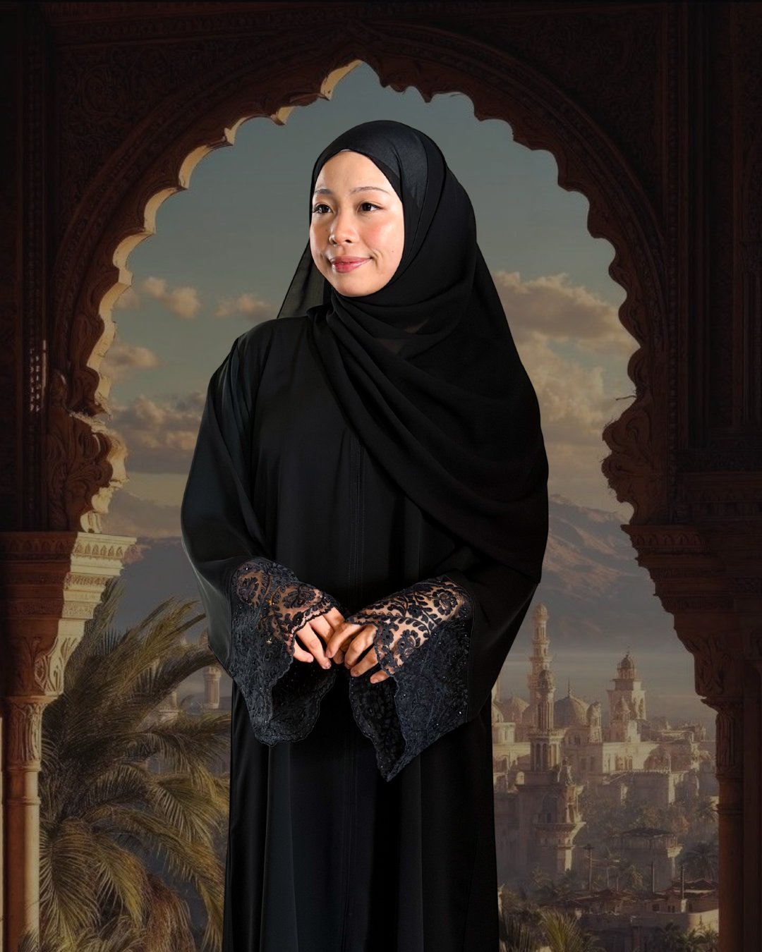 (L019) - Mardin Swarovski Lace in Black
